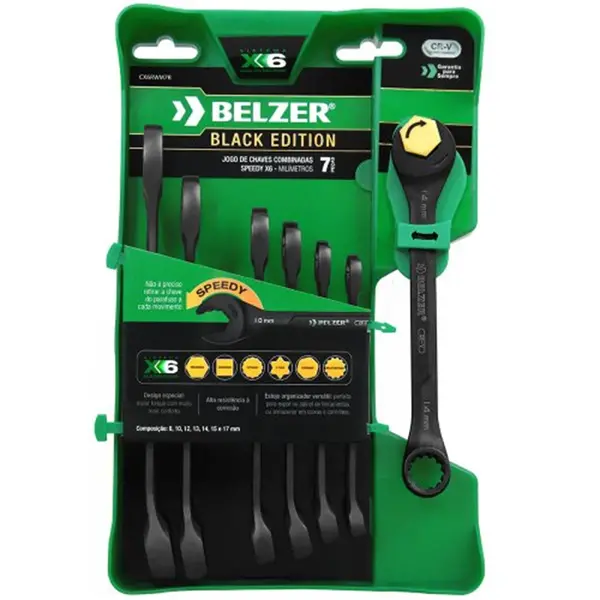 Jogo de Chaves Combinadas Speedy X6 Black Edition - BELZER CX6RWM7B